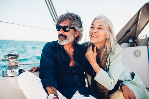 retired couple on a boat